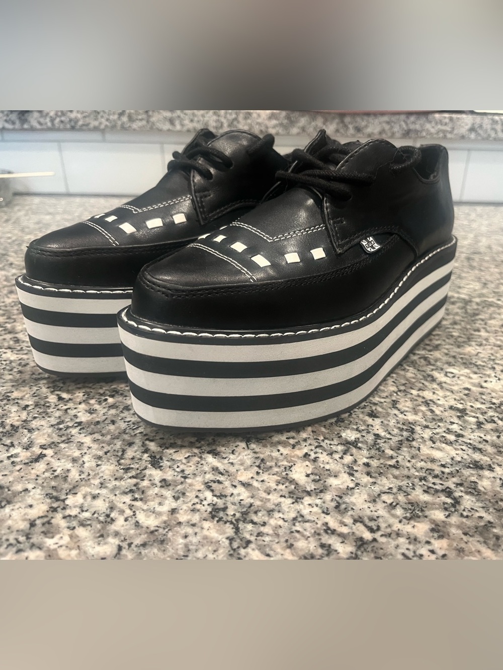 T.U.K Black & White Platform Creeper Shoe